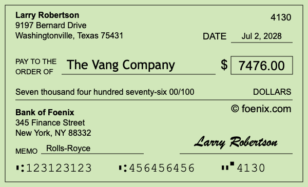 How to write a check for $7,476