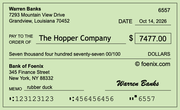How to write a check for $7,477