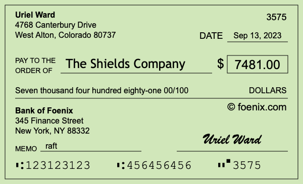 How to write a check for $7,481