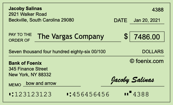 How to write a check for $7,486