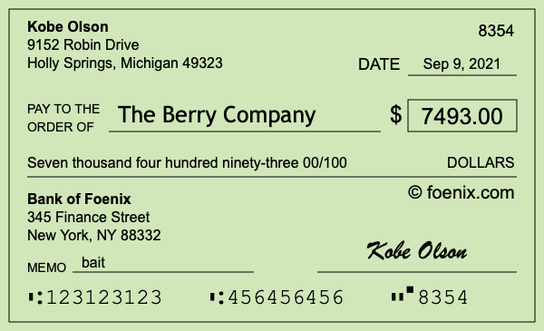 How to write a check for $7,493