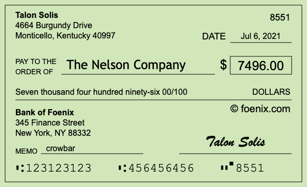 How to write a check for $7,496