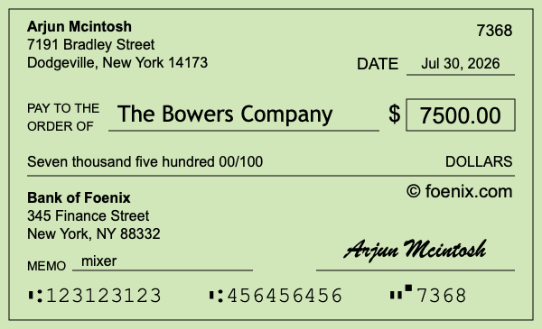 How To Write A Check For 7 500