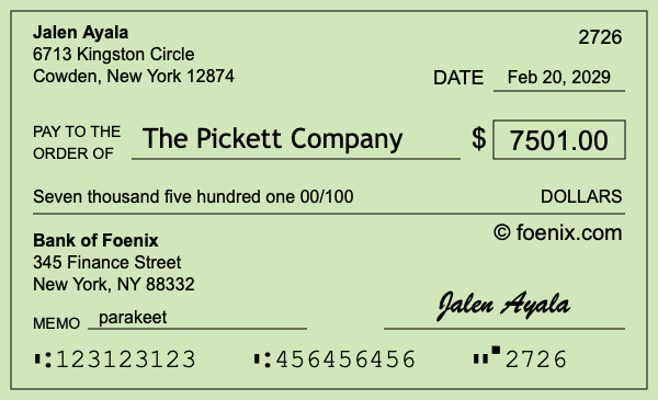 How to write a check for $7,501