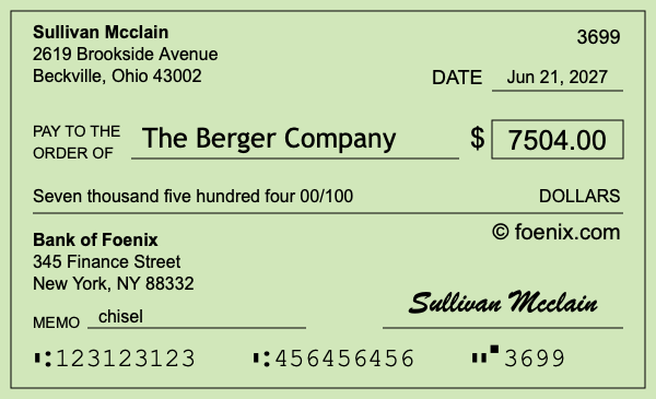 How to write a check for $7,504