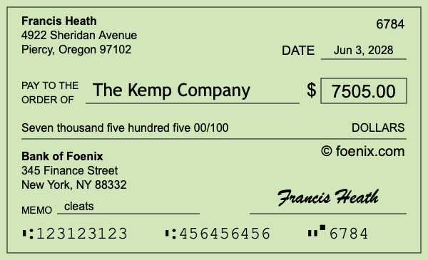 How to write a check for $7,505