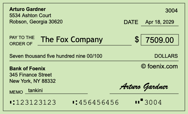 How to write a check for $7,509