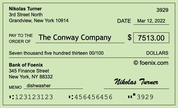 How to write a check for $7,513