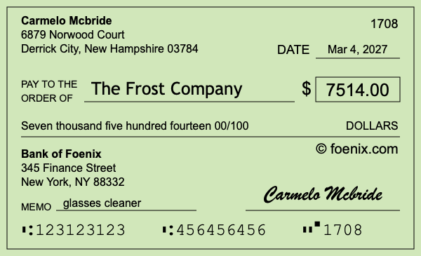 How to write a check for $7,514