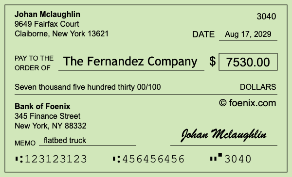 How to write a check for $7,530