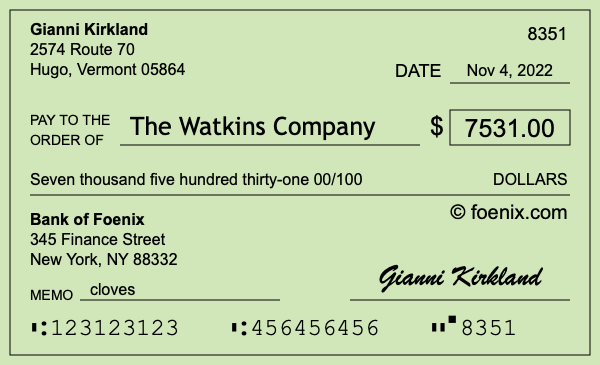 How to write a check for $7,531