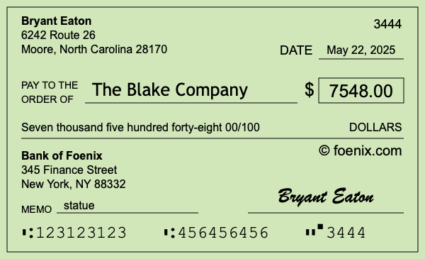 How to write a check for $7,548