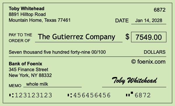 How to write a check for $7,549