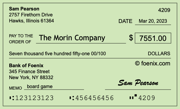 How to write a check for $7,551
