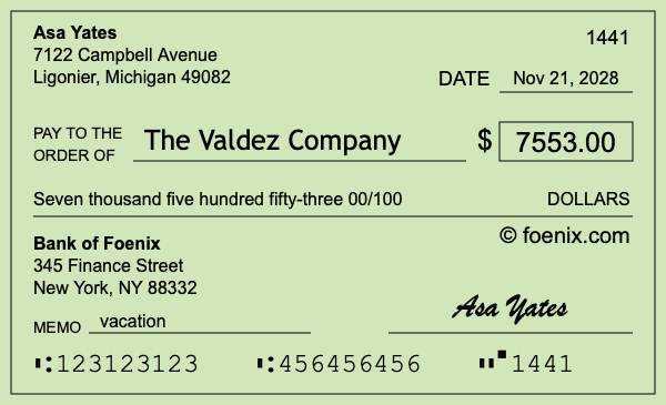 How to write a check for $7,553