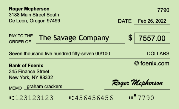 How to write a check for $7,557