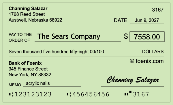 How to write a check for $7,558