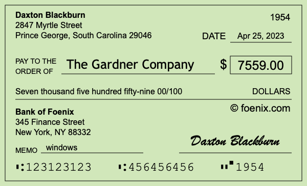 How to write a check for $7,559