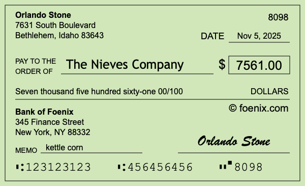 How to write a check for $7,561