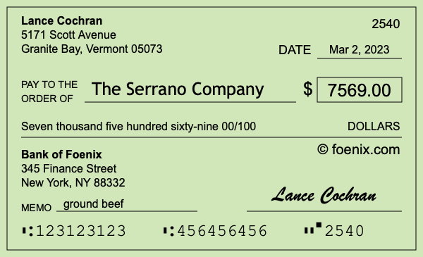 How to write a check for $7,569