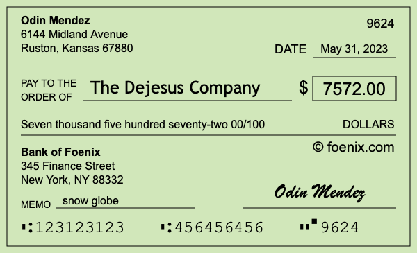 How to write a check for $7,572