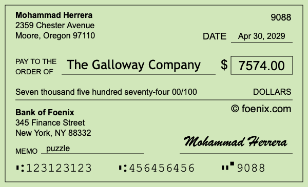How to write a check for $7,574