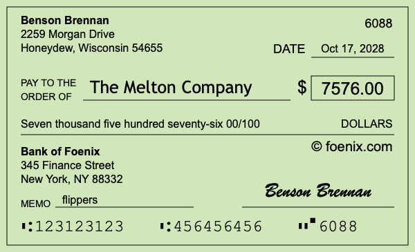 How to write a check for $7,576