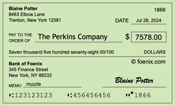 How to write a check for $7,578