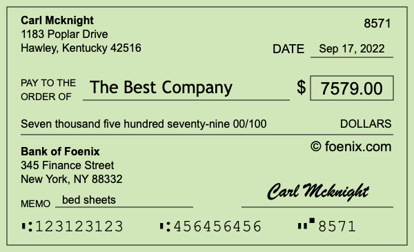 How to write a check for $7,579