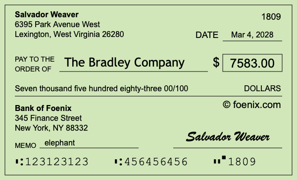 How to write a check for $7,583