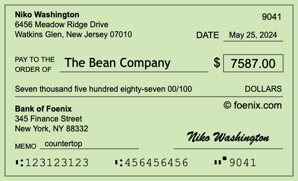 How to write a check for $7,587
