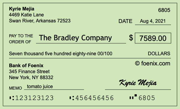 How to write a check for $7,589