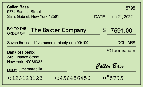 How to write a check for $7,591