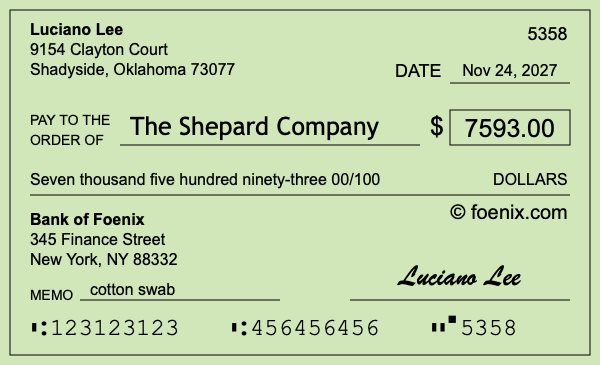 How to write a check for $7,593