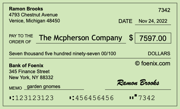 How to write a check for $7,597