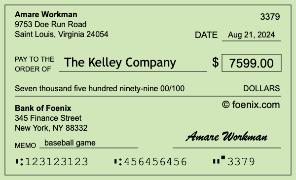 How to write a check for $7,599