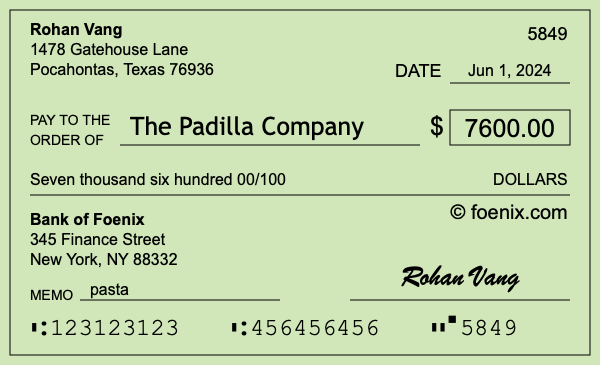 How to write a check for $7,600
