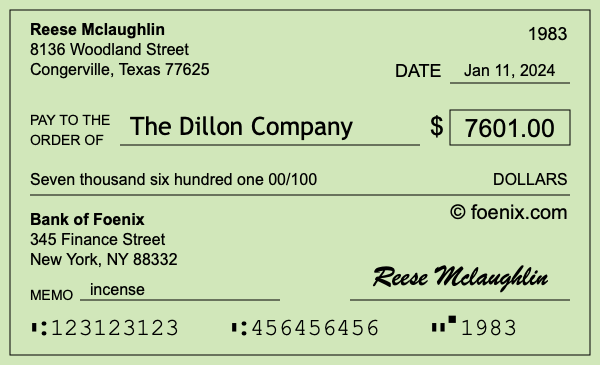 How to write a check for $7,601