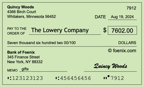 How to write a check for $7,602