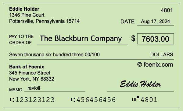 How to write a check for $7,603