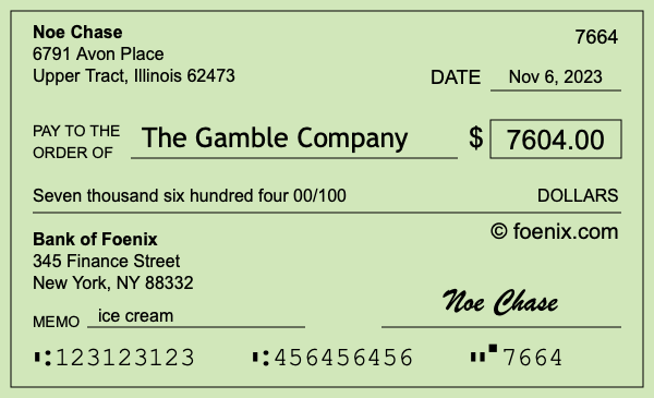 How to write a check for $7,604