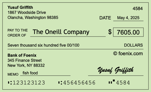 How to write a check for $7,605
