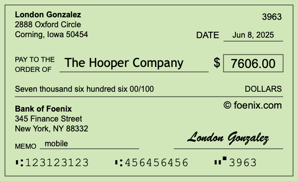 How to write a check for $7,606