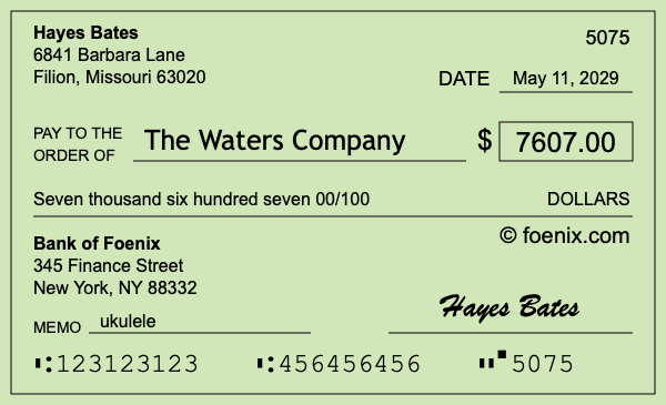 How to write a check for $7,607