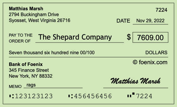 How to write a check for $7,609