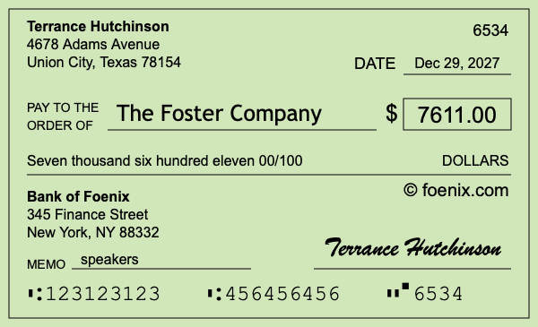How to write a check for $7,611