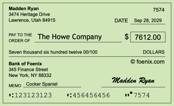 How to write a check for $7,612
