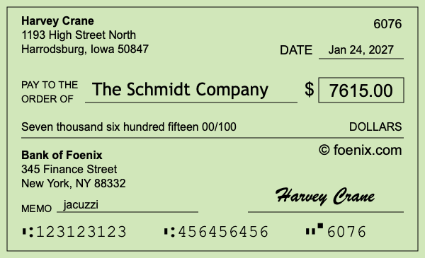 How to write a check for $7,615