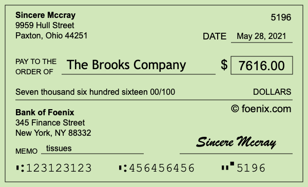 How to write a check for $7,616