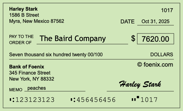 How to write a check for $7,620
